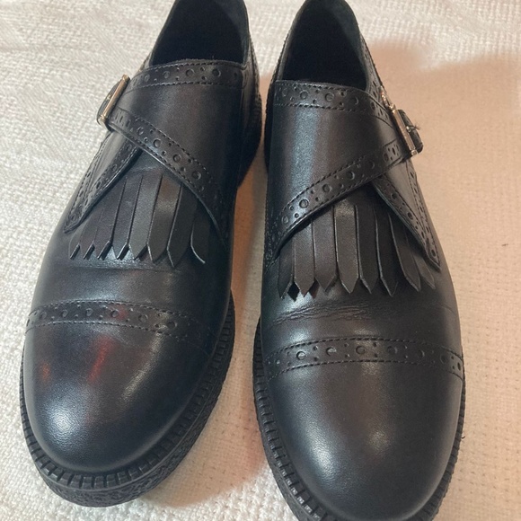 Amani Jeans Black Oxford Style Shoes with Buckle Closure - Picture 5 of 13